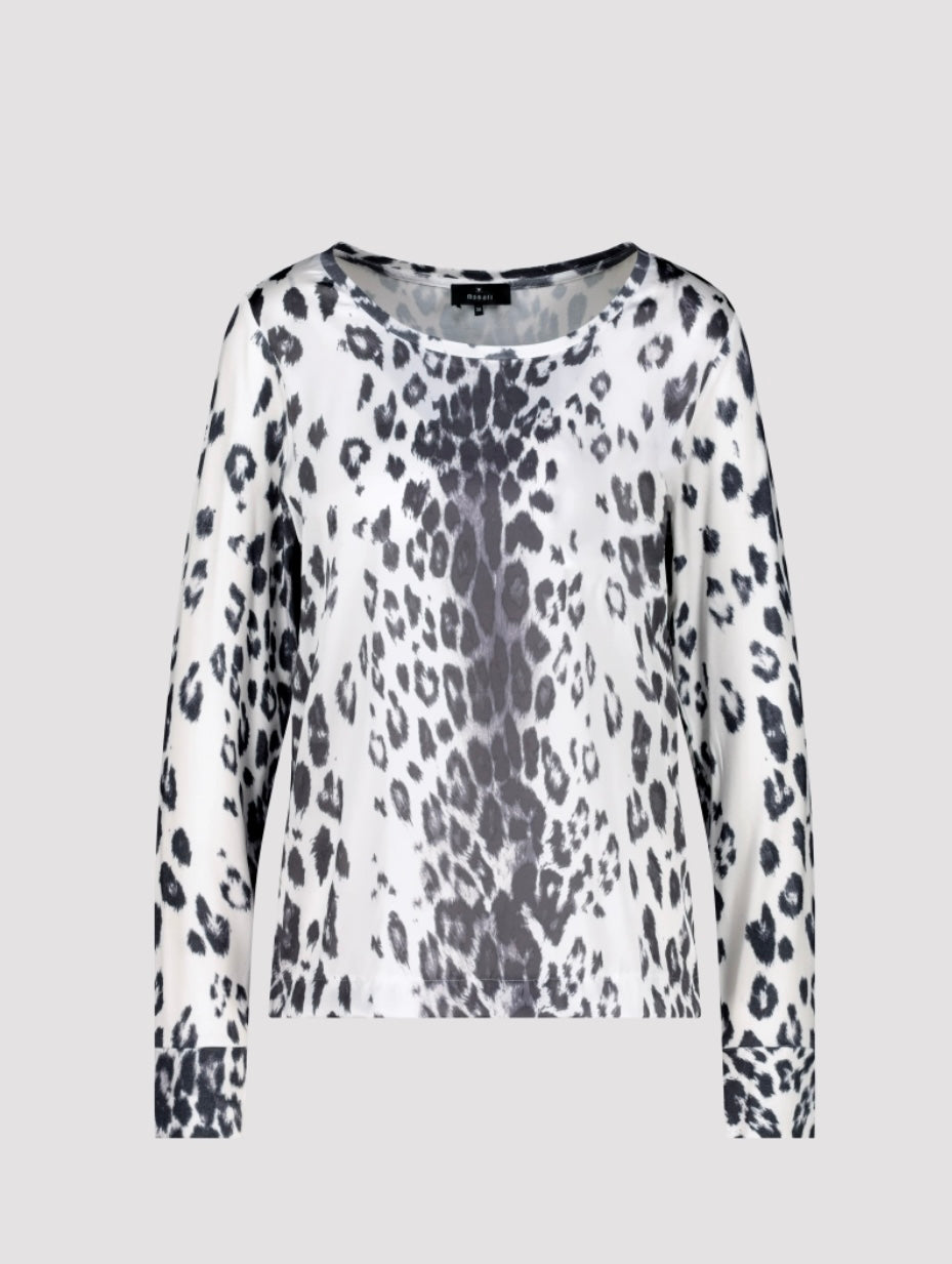 Snow fall anthracite leopard top