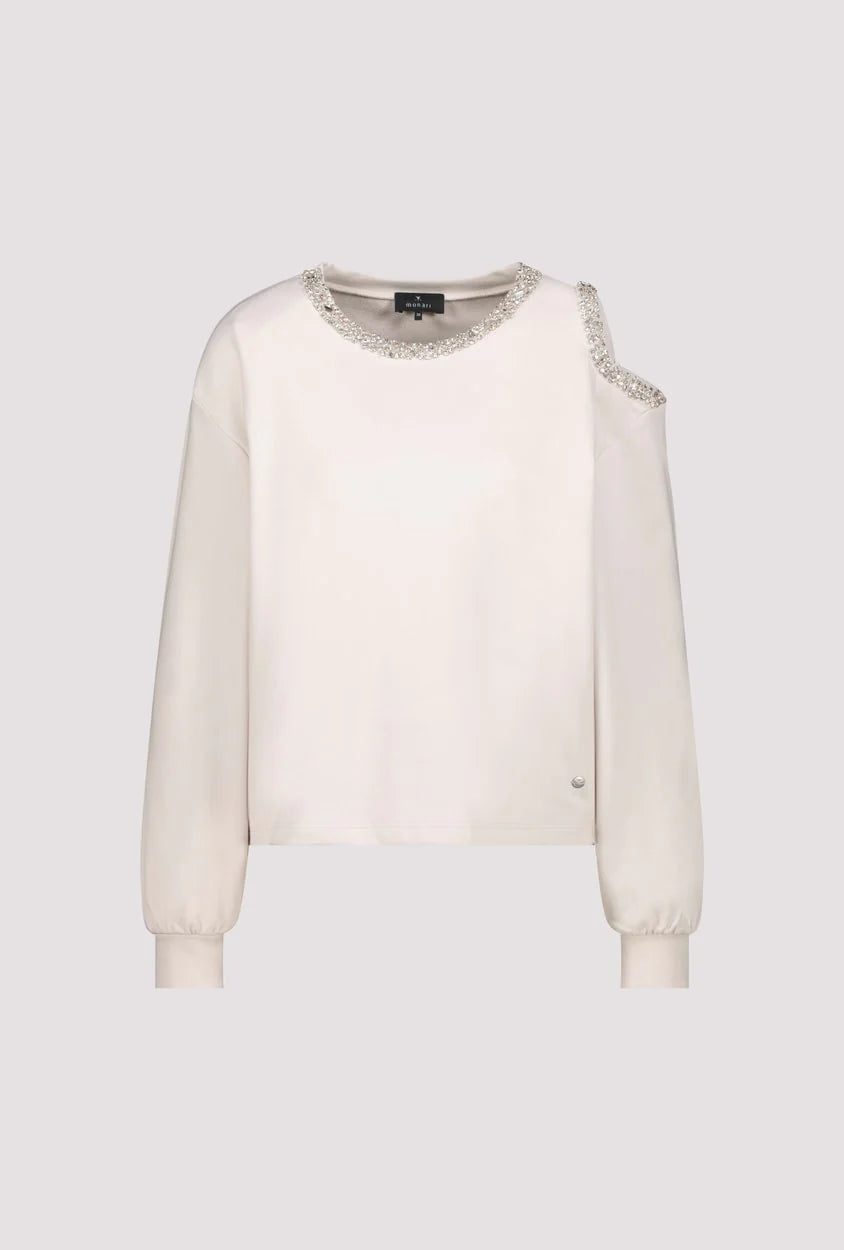 Sweatshirt cut out shoulder oat milk 817