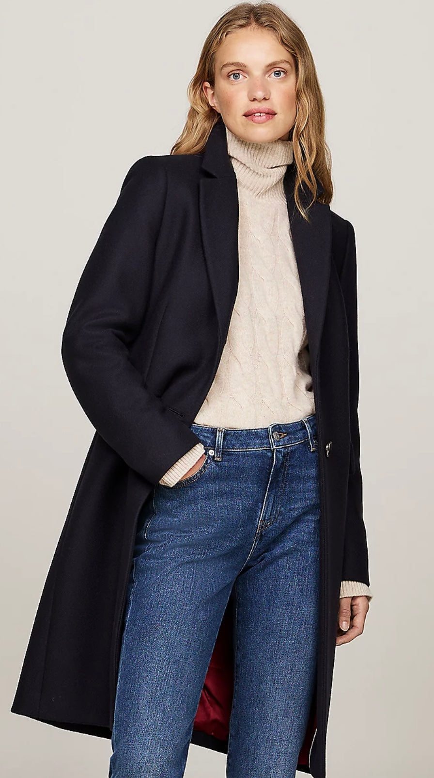 Navy classic wool coat