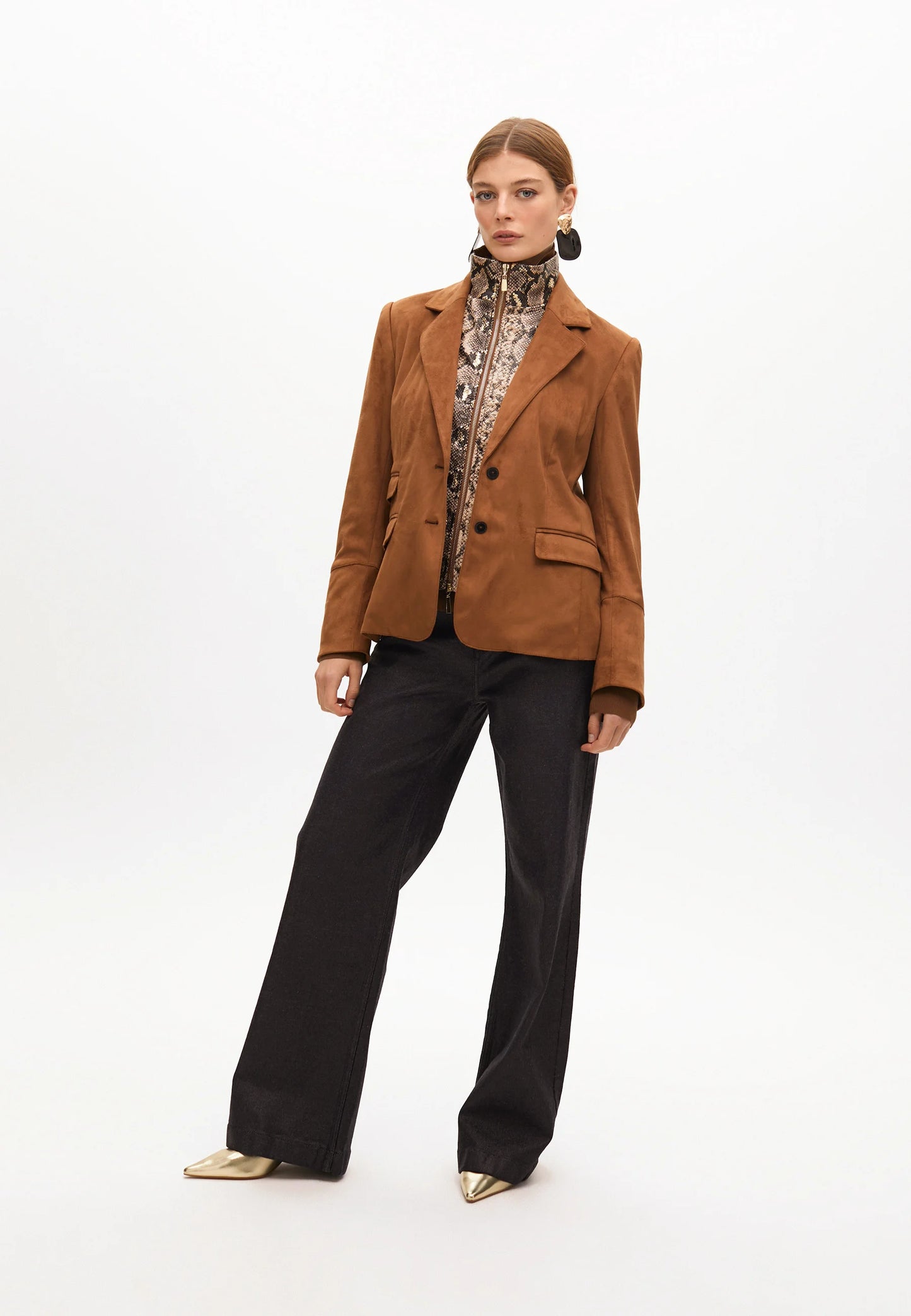 Snake print suede jacket