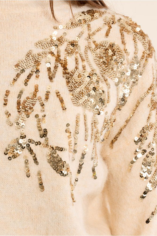 SWEATER WITH HIGH NECK, EMBELLISHED