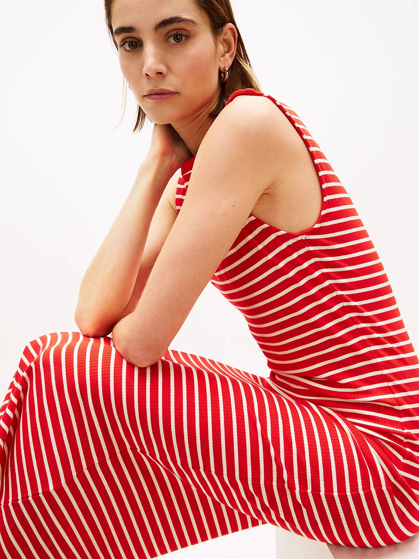 Boat Neck Slim Midi Dress