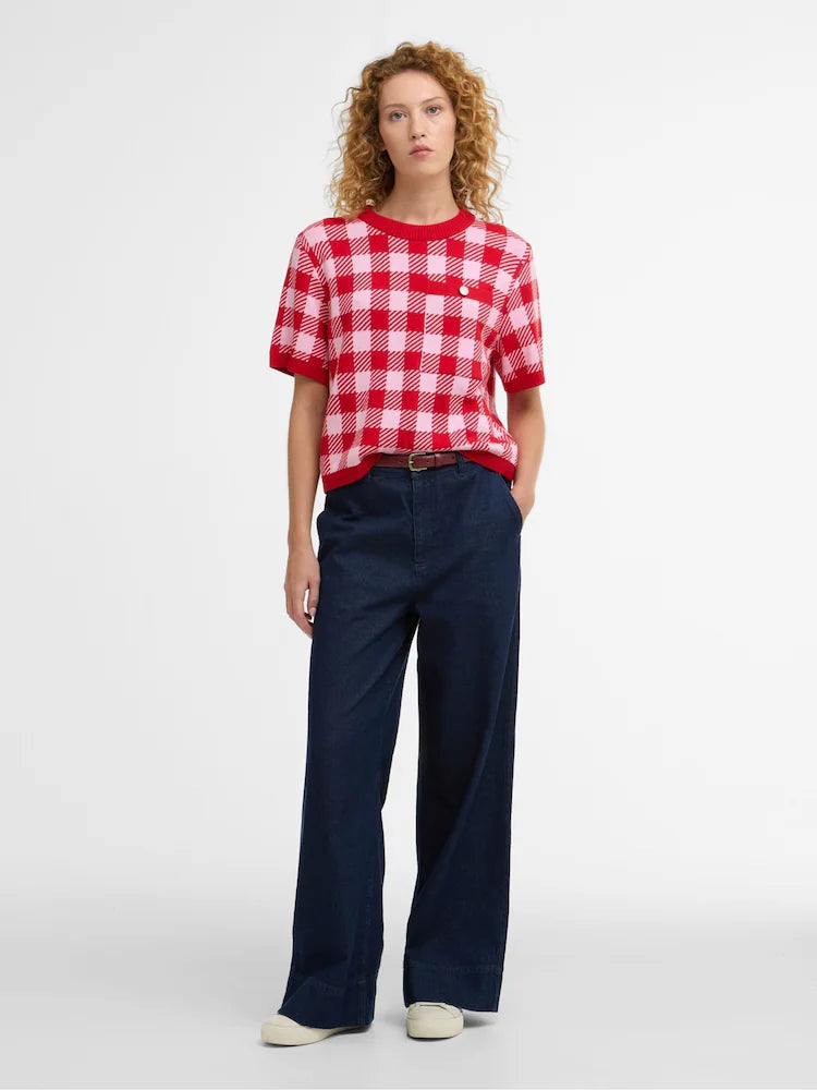 Barbour Red/White Ester Short Sleeve Jumper