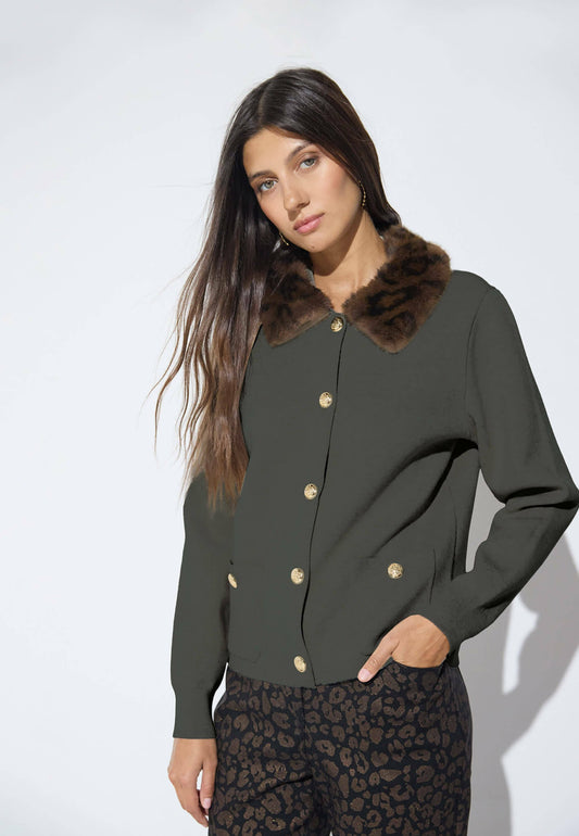 Leopard Green knit jacket