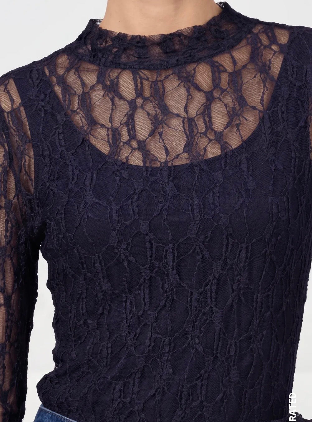 Navy Lace Top 489