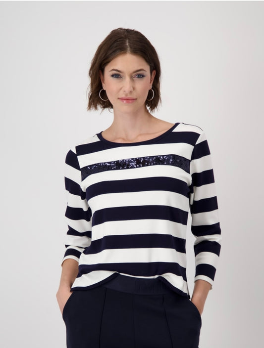 Striped navy white top