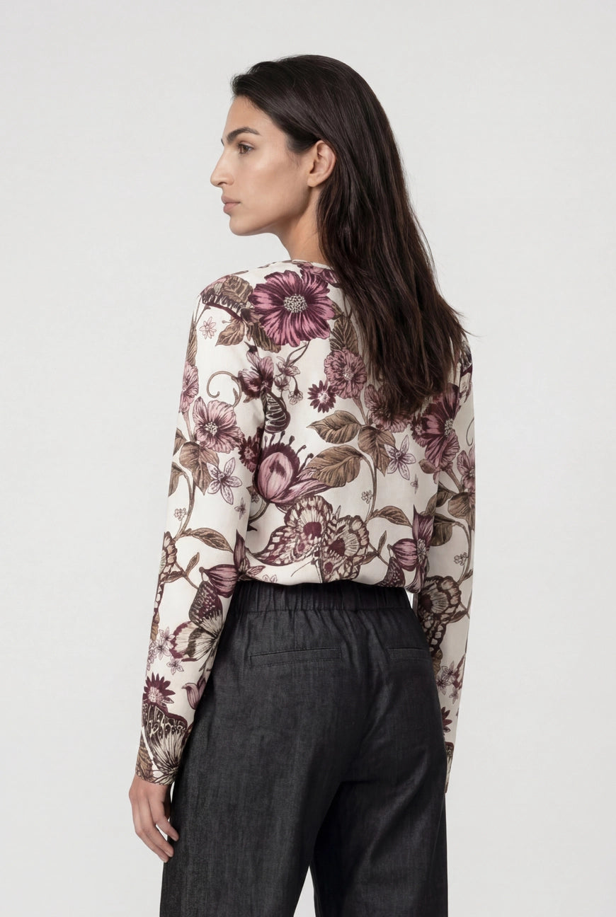 Long Sleeve Blume Print Top 751