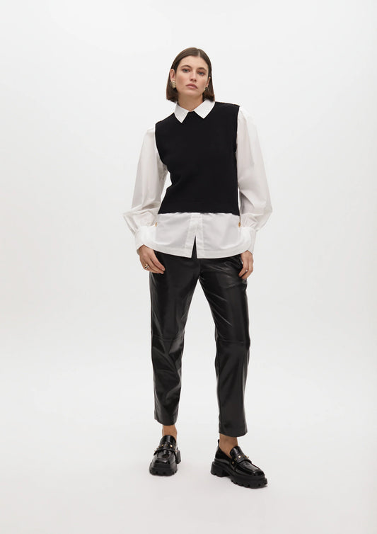 FAUX LEATHER JOGGING TROUSERS