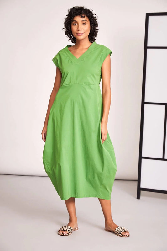 V- Neck Dress - Green