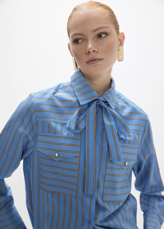 Long Sleeve Striped Poplin Shirt