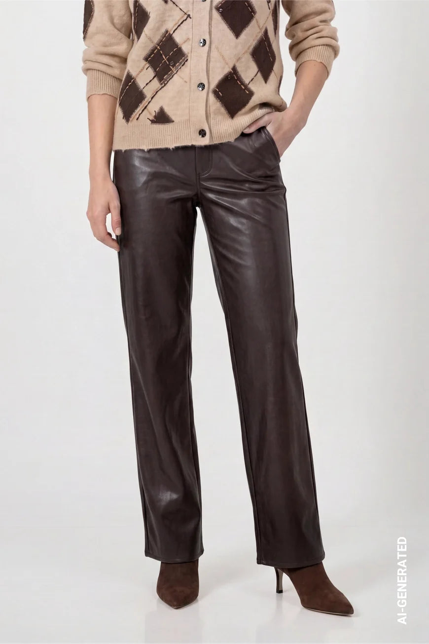 Brown leather effect trousers 110