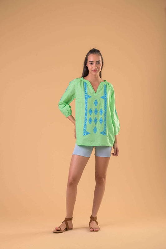 Miles Green blue top