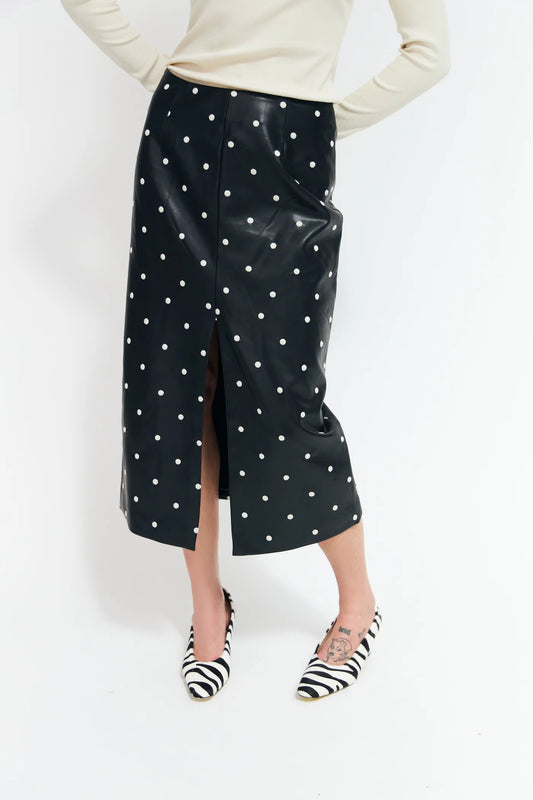Lunacras Black Spot Leather Look Skirt