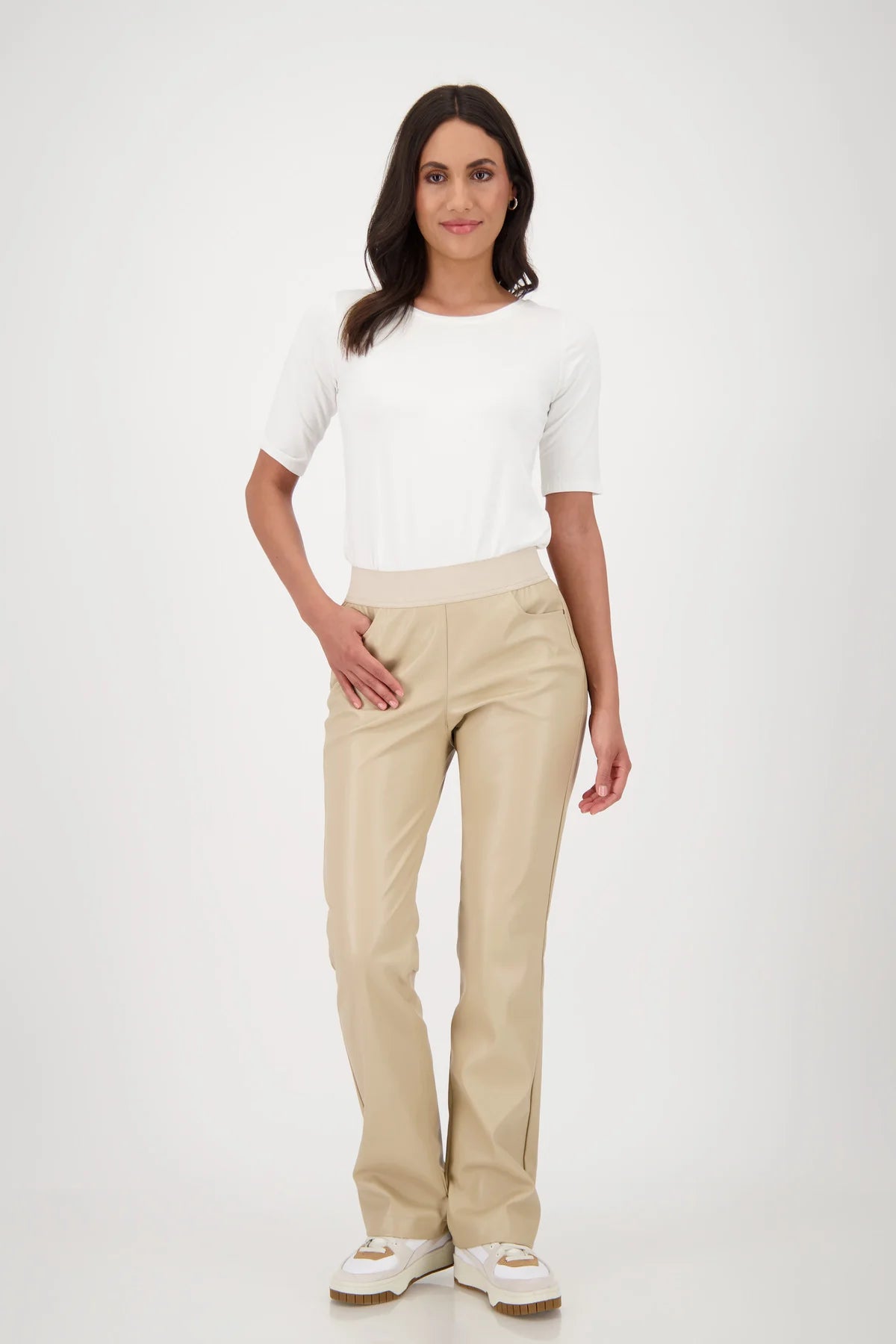 Cinnamon leather look trouser flare montana