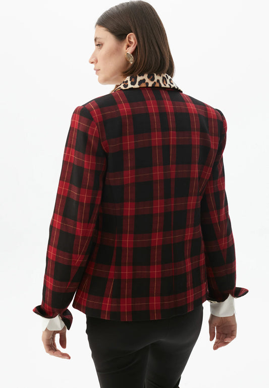 Animal print and tartan blazer