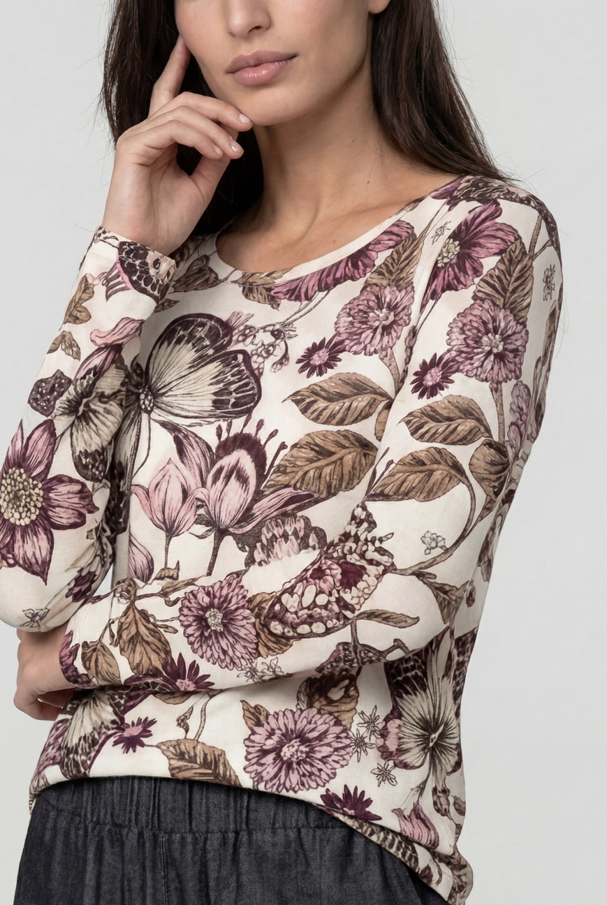 Long Sleeve Blume Print Top 751