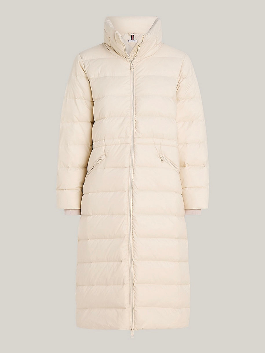 Down funnel neck quilted coat