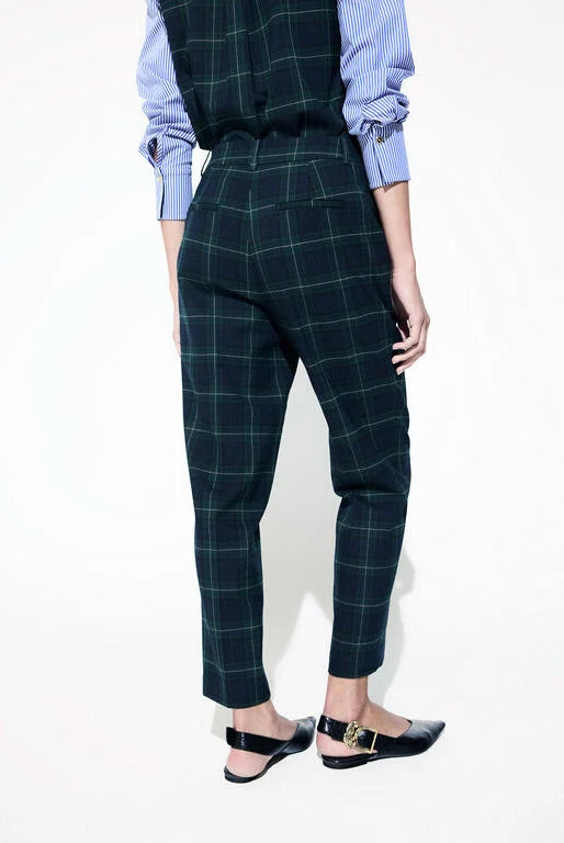 Green Tartan Straight Leg Trouser