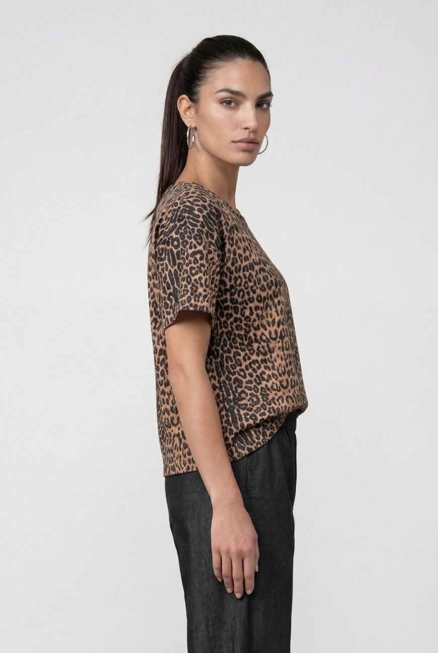 Leopard Short Sleeve Top 838