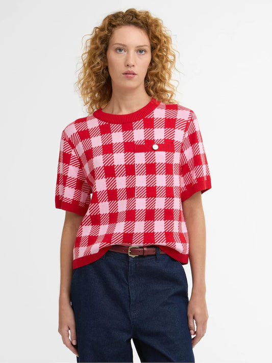Barbour Red/White Ester Short Sleeve Jumper