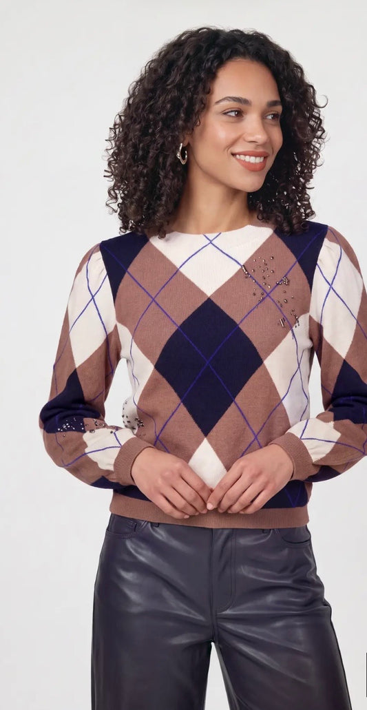 Diamond Print Jumper with Embellishment 364