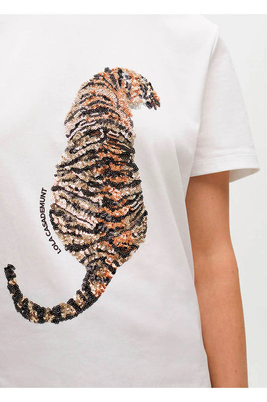 Sequins Tiger -White