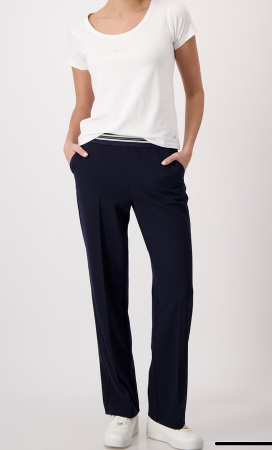 Navy straight leg trousers