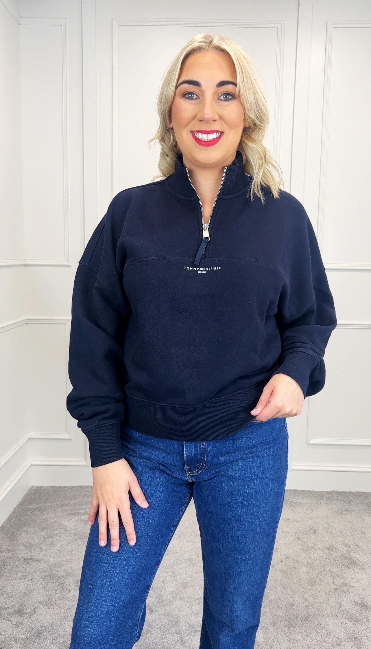 Navy mini corp half zip