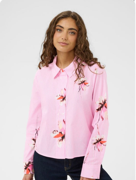 Brila Pink Stripe/Flower Shirt