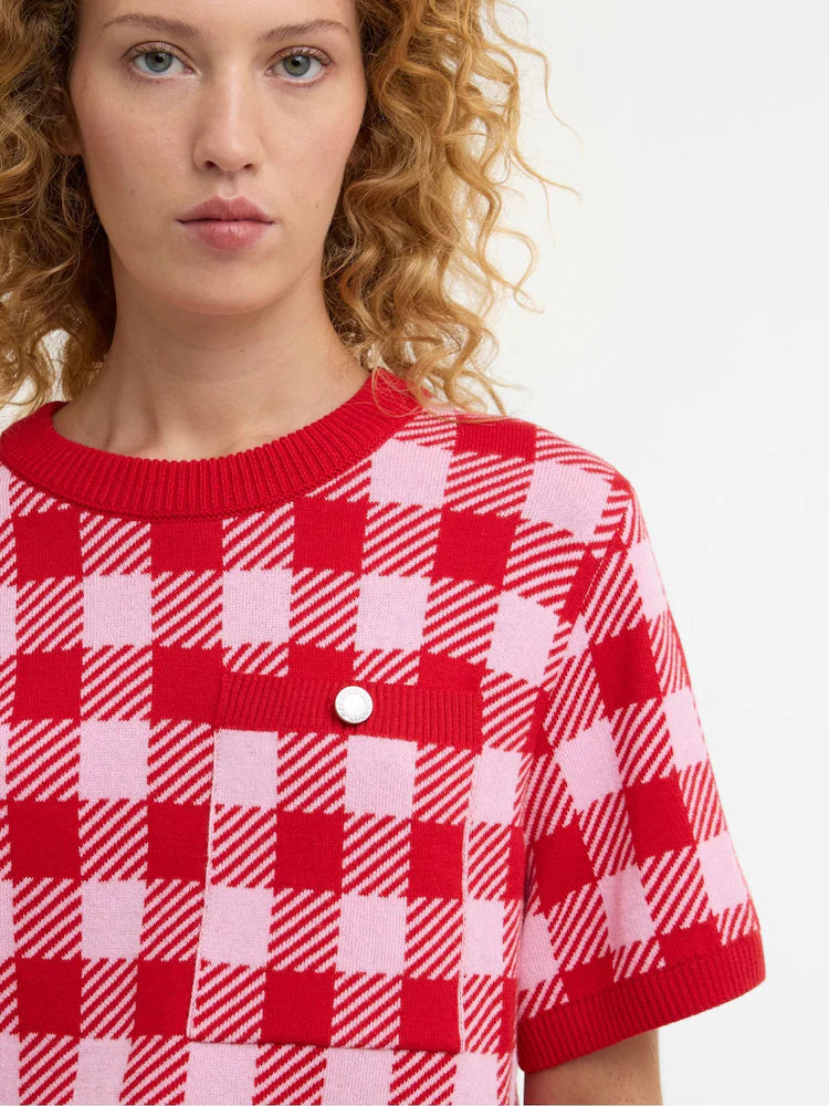 Barbour Red/White Ester Short Sleeve Jumper