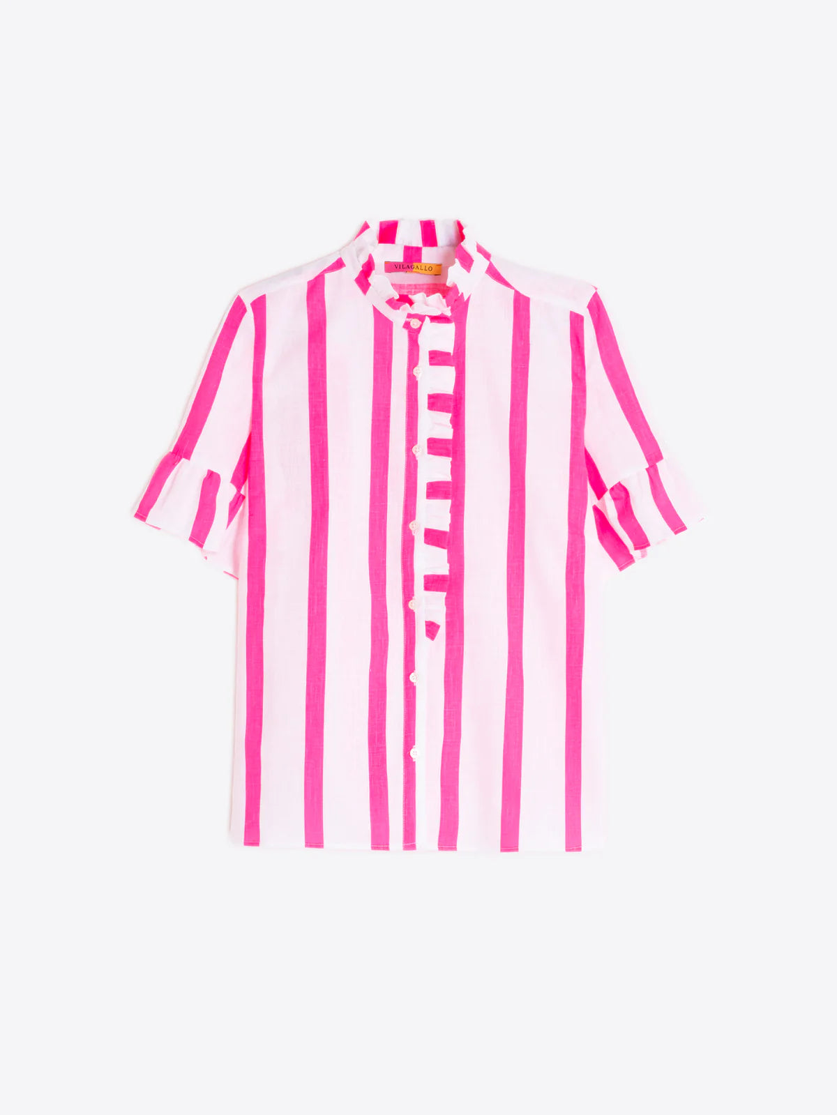 PINK STRIPED SHIRT WITH RUFFLE
