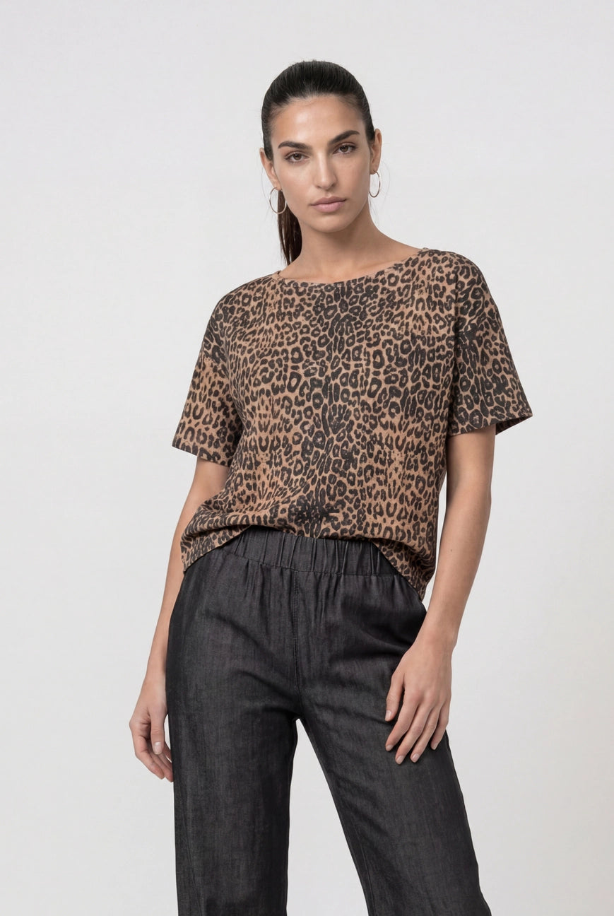 Leopard Short Sleeve Top 838