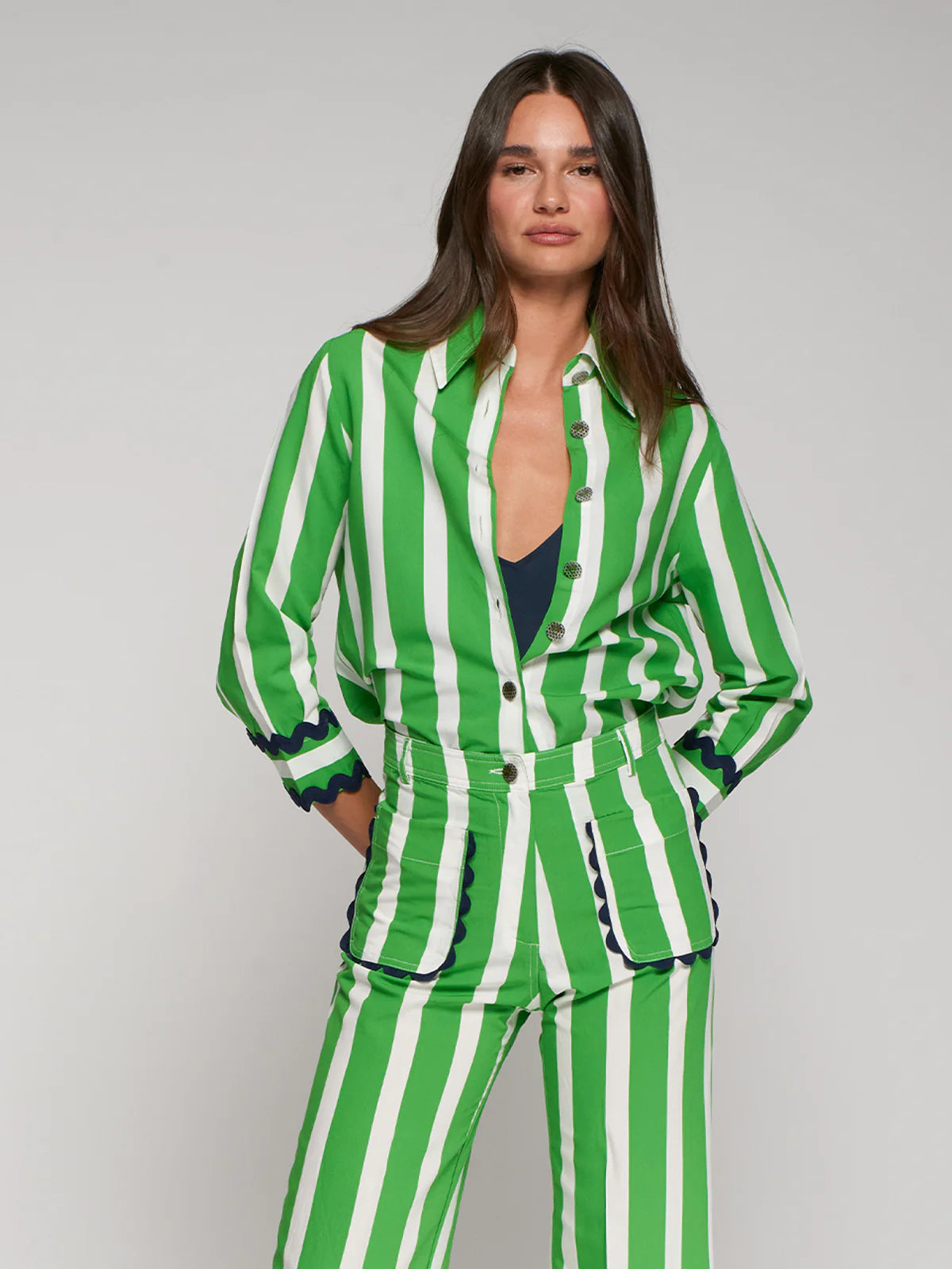 GREEN STRIPED SHIRT