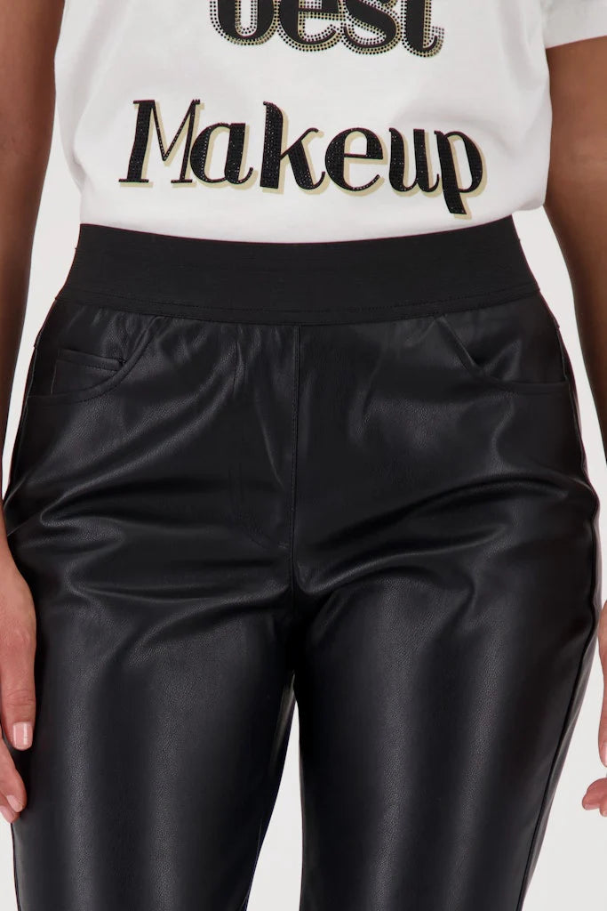 Montana black leather look flare trouser 753