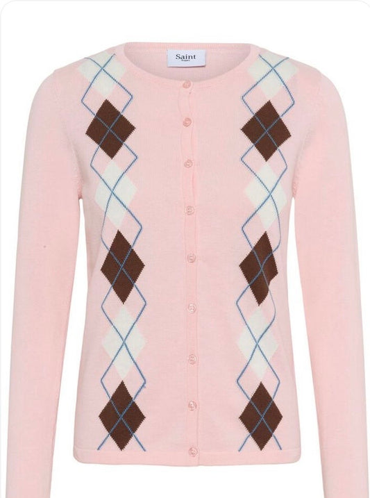 Mindy Cardigan Pink Brown