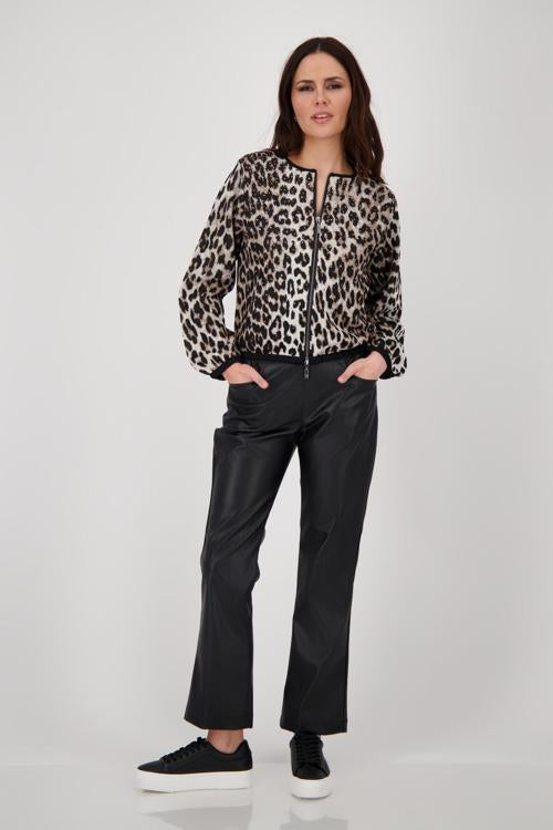 Black leopard sequin knit jacket 928