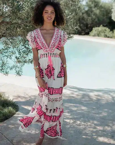 Pink black dress