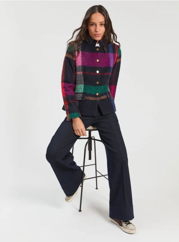 Plaid Multi Colour Wool Jacket