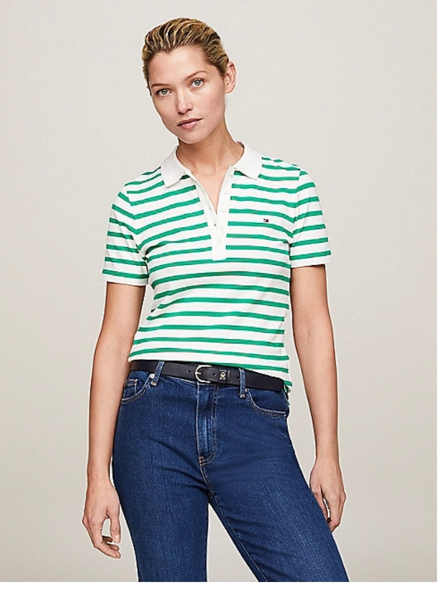 Breton green stripe polo shirt