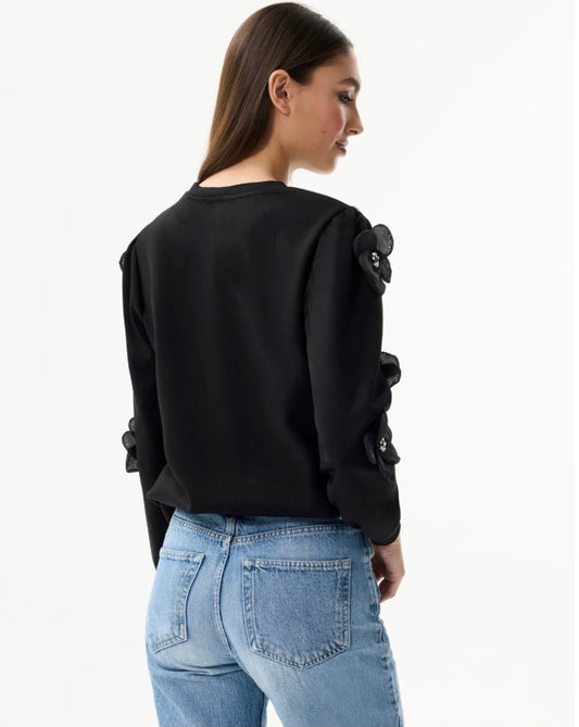 Black flower sleeve sweatshirt Leo