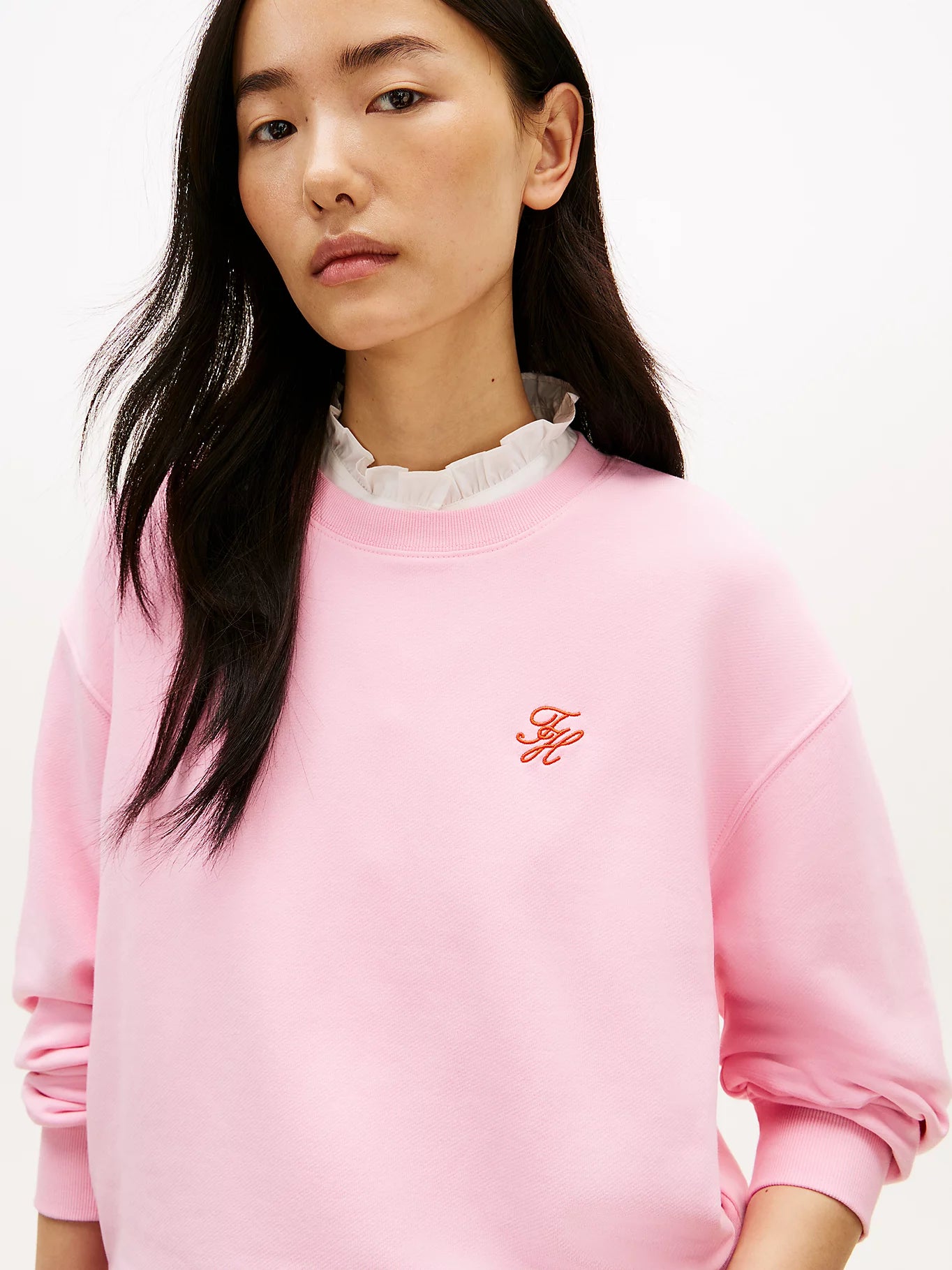 Logo Embroidery Crew Neck Sweatshirt