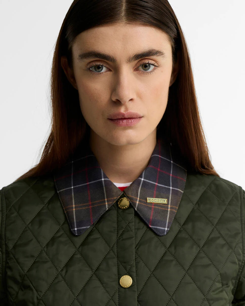 Tartan Collar Liddesdale Quilted Green Jacket L74