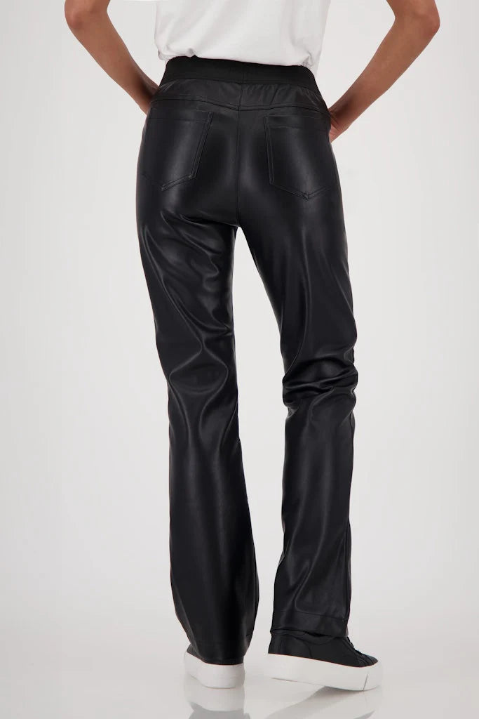 Montana black leather look flare trouser 753