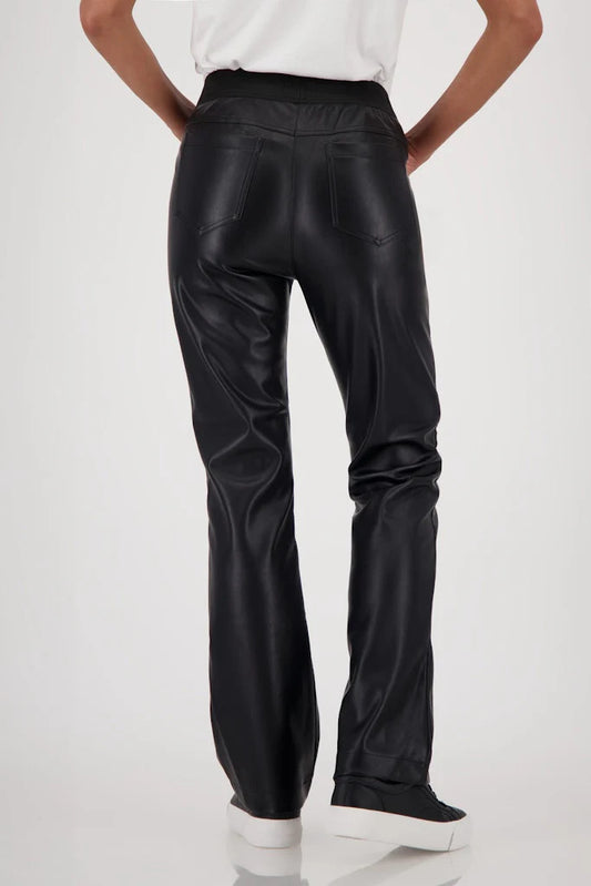 Montana black leather look flare trouser 753