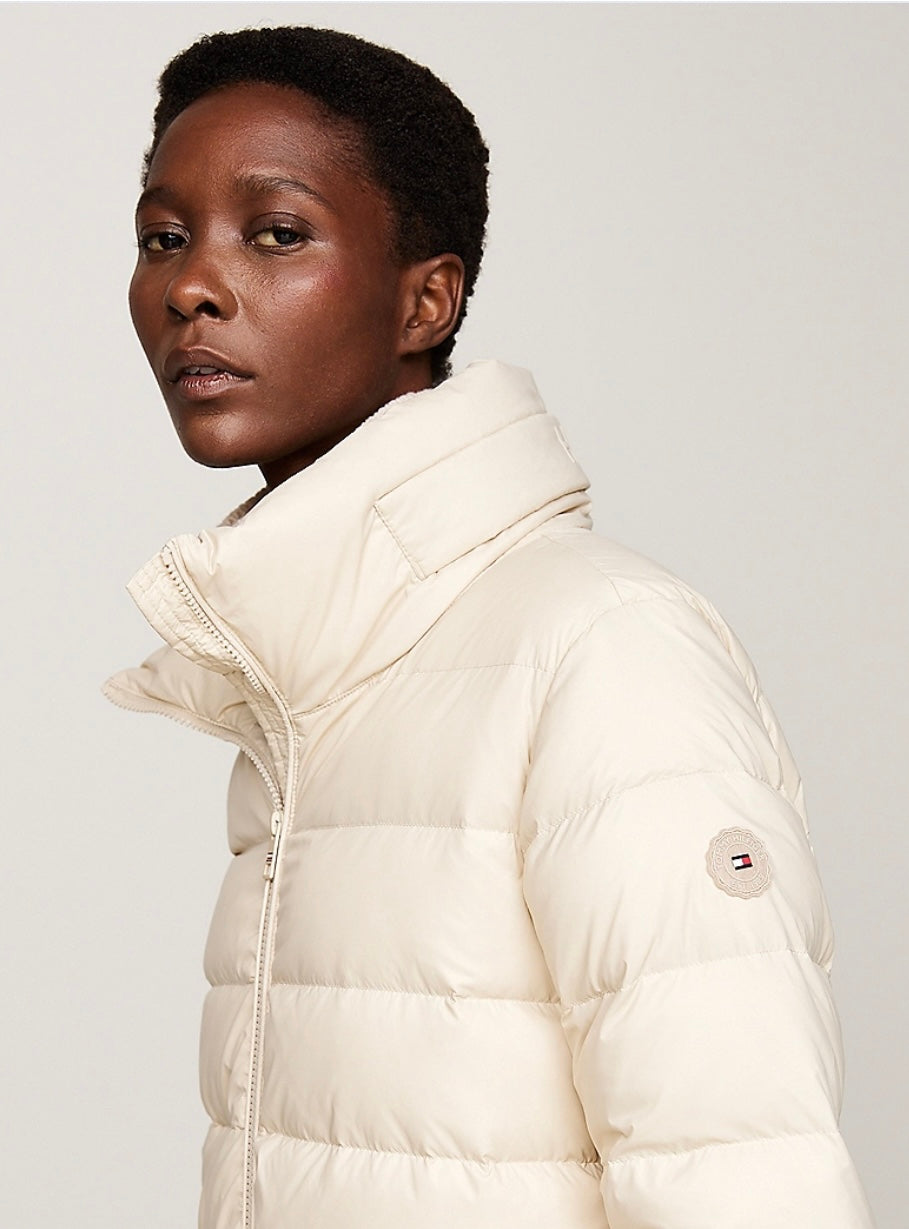 Down funnel neck quilted coat