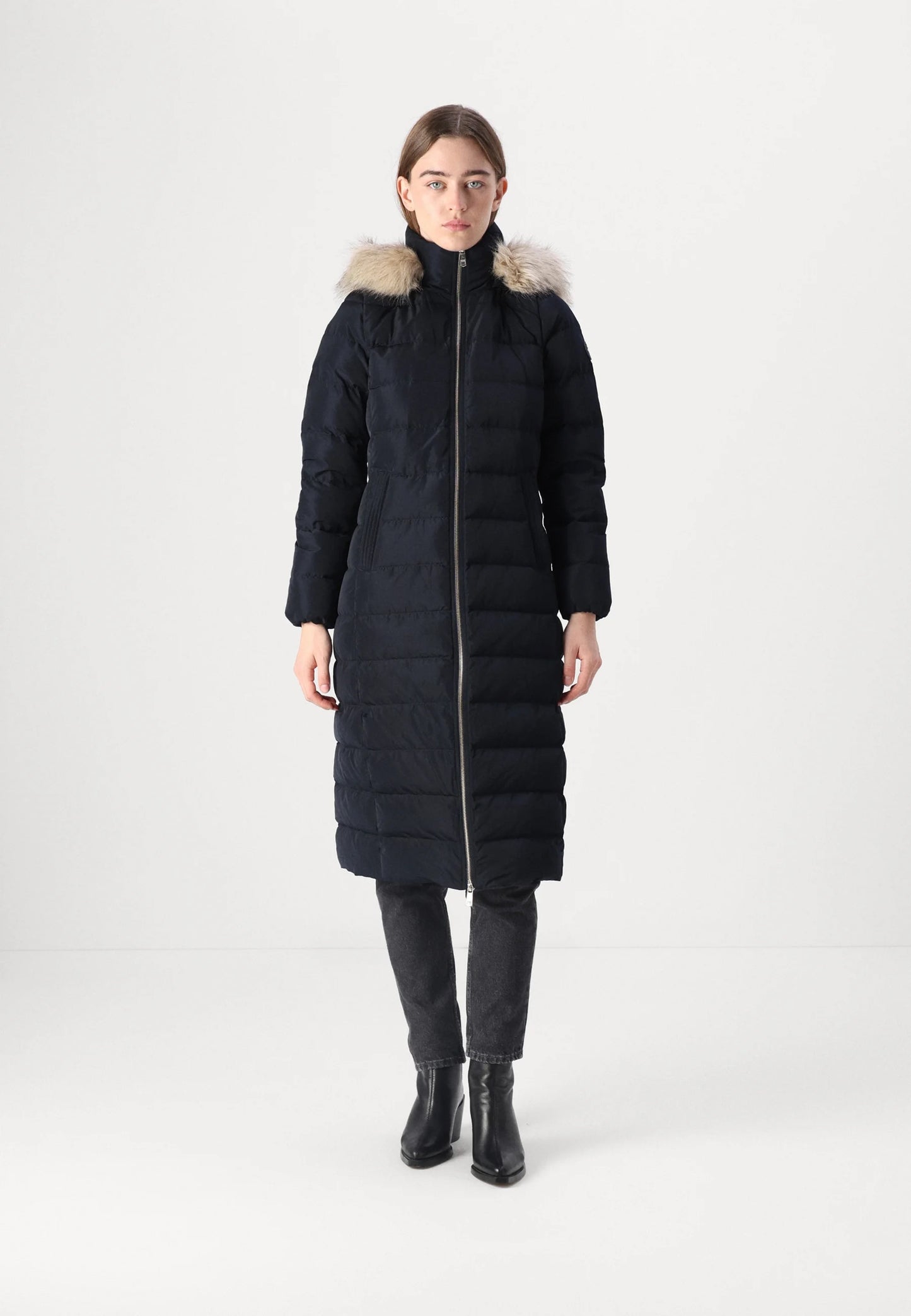 Tyra Longline Down Hooded Coat navy