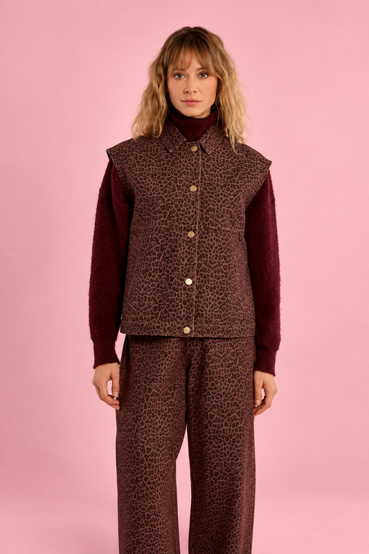 Pink leopard waistcoat