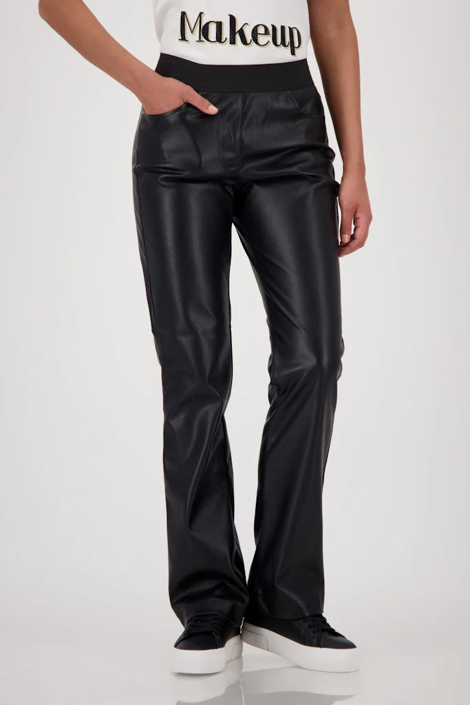 Montana black leather look flare trouser 753