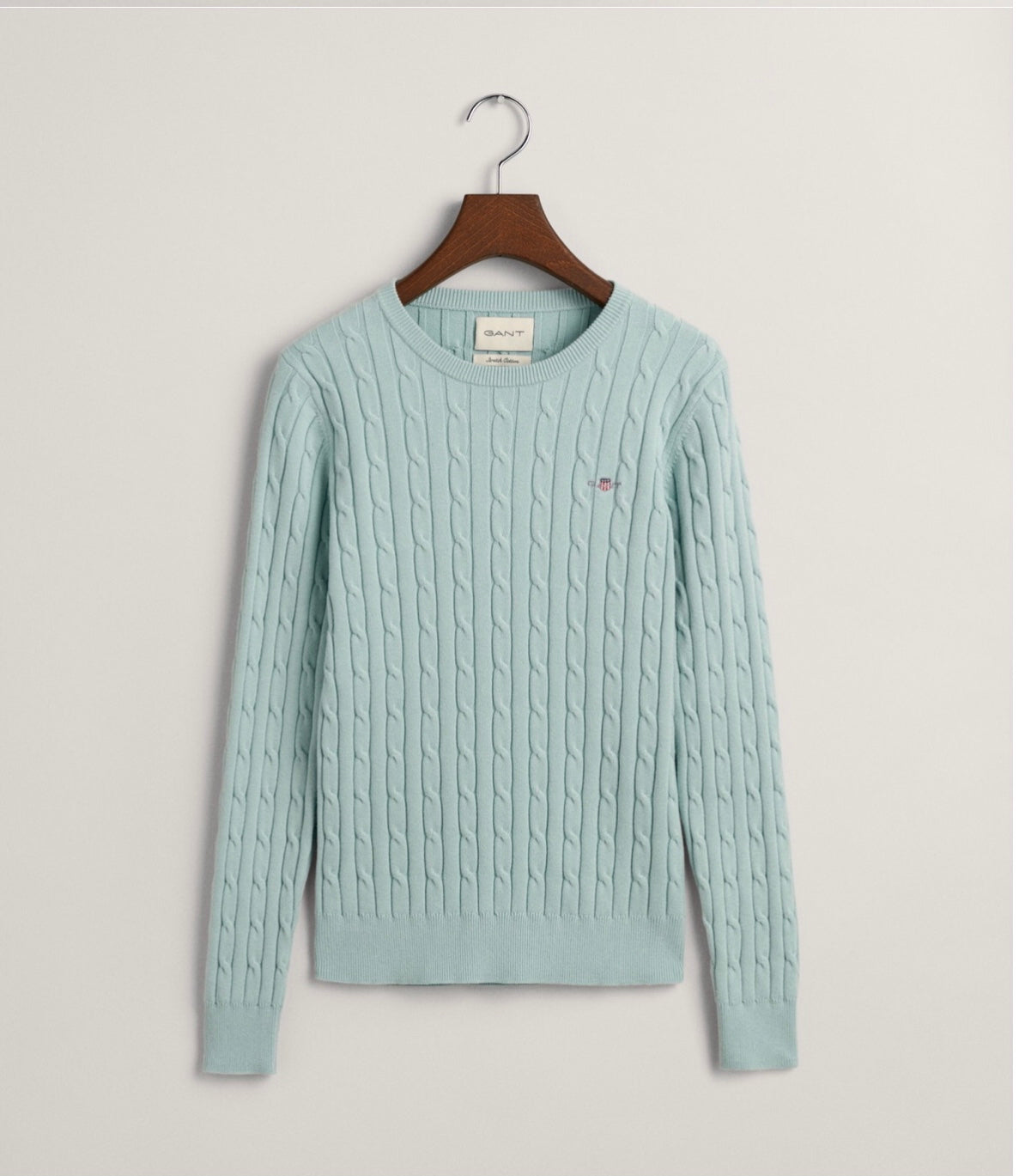 Dusty turquoise cable knit sweater