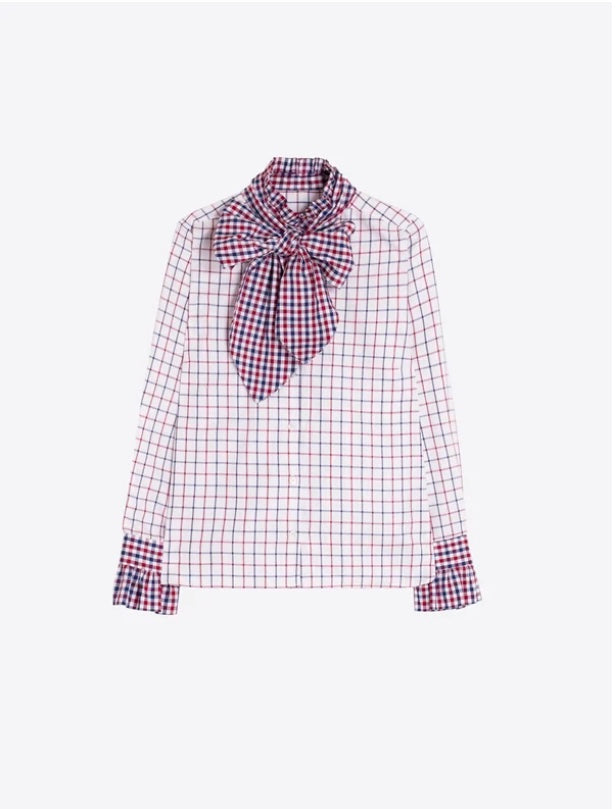 Maxi Bow Plaid Shirt